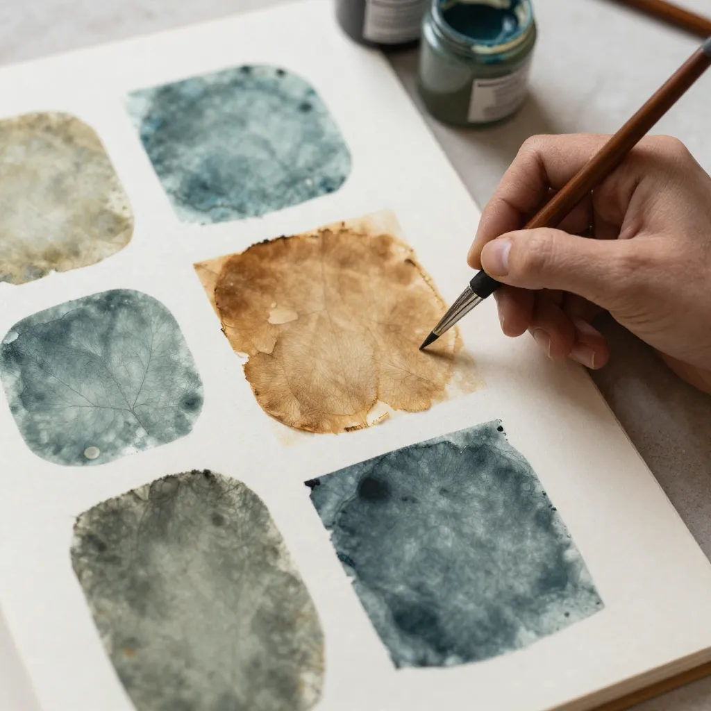 Artistic composition with natural dyes